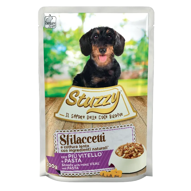 Stuzzy Sfilaccetti Vitello e Pasta 100g – Cane Adulto Stuzzy Sfilaccetti Vitello e Pasta 100g – Cane Adulto